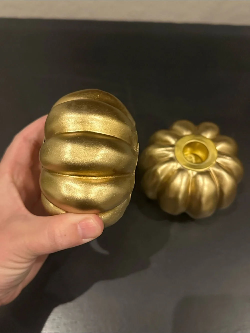 Target Bullseyes Playground Gold Pumpkin Candle Holders Set of 2 w/ Candles